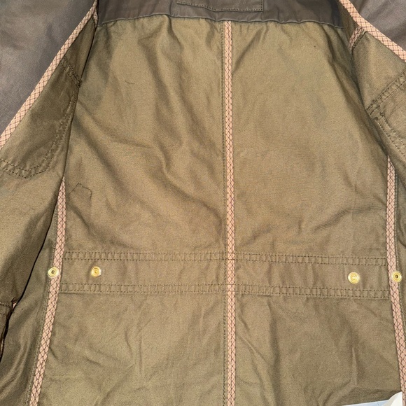 J Crew Downtown Field Jacket women’s size Medium M Waxed Cotton Dark Green Gold - Picture 7 of 12